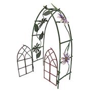 Pacific Giftware Enchanted Mini Fairy Garden Accessories Decorative Metal Garden Arbor Gate Arch Shape with Floral Design 6.5 inch Tall