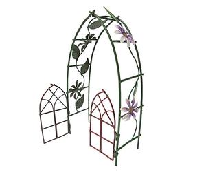 Pacific Giftware Enchanted Mini Fairy Garden Accessories Decorative Metal Garden Arbor Gate Arch Shape with Floral Design 6.5 inch Tall