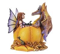 Pacific Giftware Fairy and Dragon in Pumpkin Figurine, Indoor/Outdoor Decor for Halloween, Fairy Gardens, and New HomeOwners, 5.70" X 4.5" X 6.29" Size