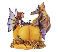 Pacific Giftware Fairy and Dragon in Pumpkin Figurine, Indoor/Outdoor Decor for Halloween, Fairy Gardens, and New HomeOwners, 5.70" X 4.5" X 6.29" Size