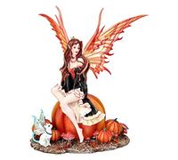 Autumn Fairy Sitting on The Pumpkin Figurine Statue