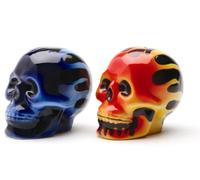 Pacific Giftware Flame Skulls Ceramic Salt and Pepper Shaker Set