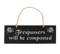 Pacific Giftware Gothic Garden “Trespassers Will Be Composted” Wooden Warning Sign 7.86” Long