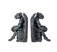 Pacific Giftware Gothic Gargoyle Bookends Decorative Medieval Stone-Look Resin Sculptures Gray Winged Guardian Book Holders for Home Library and Office Polyresin Decor 7.87" H