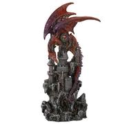 Pacific Giftware Guardian Dragon Protecting Castle with Precious Stone Collectible Figurine 12 Inch