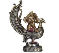 Pacific Giftware Hindu Elephant God Lord Ganesha on Peacock Lord of Success Resin Figurine Statue
