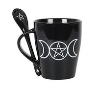 Pacific Giftware Magic Black Triple Moon Mug & Pentagram Spoon Set Gift New