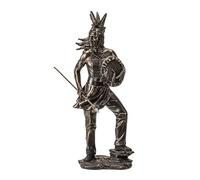 Pacific Giftware Native American Warrior Resin Figurine Bronze Accent Indian Warrior Statue Detailed Decor Piece Cultural Heritage for Home Decor or Office Display 13 Inches Tall