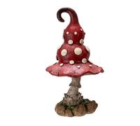 Pacific Giftware Red Mushroom Garden Statue with Curved Cap and Raised White Dots Resin Decor for Fairy Pathways or Enchanted Forest-Themed Displays 9.45" Tall