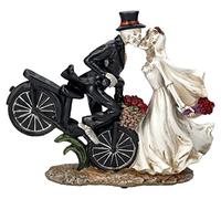 Pacific Giftware Skeleton Figurines Bride and Groom Kissing on Bicycle Funny Wedding Couple Wedding Decoration