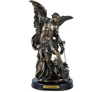 Pacific Giftware St. Michael San Miguel The Great Protector Archangel Defeating Satan Figurine 8 Inch Tall Wooden Base With Brass Name Plate