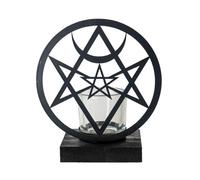 Pacific Giftware Unicursal Hex Tea Light Holder by Alchemy England Gothic Candle Holder Featuring The Unicursal Hexagram with Crescent Moon Symbol Ideal for Mystical Home Decor 6.75" Tall