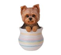 Pacific Giftware Yorkie Dog Figurine in Decorative Pot Cute Home Decor Tabletop Statue Ideal Gift for Dog Lovers Animal Figurine Collectors Unique Gift for Birthdays and Home Decorations