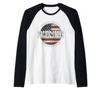 Pacific Grove California, Vintage American Flag Raglan Baseball Tee