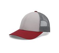 Pacific Headwear Unisex's Low-pro Trucker Cap, Heather Grey/Lt Charcoal/Varsity Red, One Size
