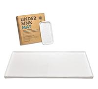 Pacific HKB Mats Under Sink Mat for Kitchen Waterproof - Silicone Under Sink Liner (34.25” x 22”) plus Organizer Tray - Under the Sink Mat for Kitchen Cabinet - Versatile Under Sink Tray - White