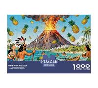 Pacific Island Volcano Sacrifice Wooden Jigsaw Puzzle Waterproof 1000 Piece Puzzles for Adults Fun Challenging Games