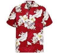 Pacific Legend Original-Hawaiian-Shirt Short-Sleeve Casual-Button-Down, Enzian, Red, XXL