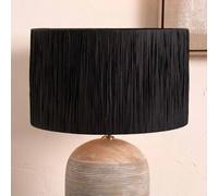 Pacific Lifestyle 30Cm Black Raffia Cylinder Lampshade Boho Palm Tree Drum Table Lamp Shade