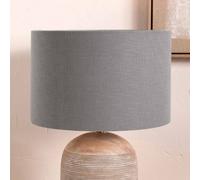 Pacific Lifestyle 30Cm Grey Self Lined Linen Drum Table Lampshade Modern Cylinder Lamp Shade Only