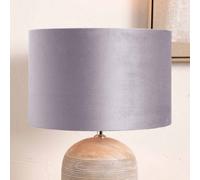 Ruma Light Grey Velvet Cylinder Shade for Table Lamps & Floor Lamps | Size: 14 inches Ruma Grey 14 inches