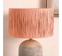 Pacific Lifestyle 40Cm Blush Raffia Cylinder Lampshade Boho Palm Tree Drum Table Lamp Shade