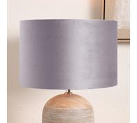 Ruma Light Grey Velvet Cylinder Shade for Table Lamps & Floor Lamps | Size: 16 inches Ruma Grey 16 inches
