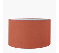 Terracotta Cylinder Lampshade for Table Lamps | Burnt Orange Drum Cotton Lamp Shade for Floor Lamps | Lined Fabric Shades for Living Room (Terracotta, 40cm)
