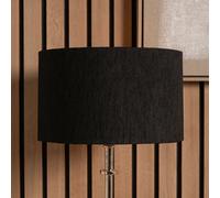 Pacific Lifestyle 45Cm Black Slubbed Faux Silk Gold Lined Cylinder Lampshade Table Floor Lamp Shade