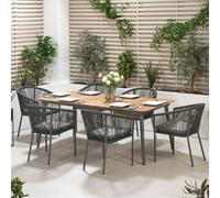 Pacific Lifestyle 6 Seater Garden Dining Set Grey Rattan Furniture Outdoors