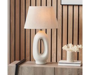 Pacific Lifestyle Abstract Boho Table Lamps for Living Room | Modern Natural Organic Tall Ceramic Table Lamp with Shade | Contemporary Design Lamps for Bedroom (Cream)