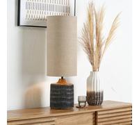 Pacific Lifestyle Alaric E27 Antique Black Wash Carved Mango Wood Table Lamp (H)77Cm