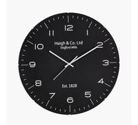 Pacific Lifestyle Analogue Dome Glass Wall Clock for Living Room | Large 50cm Round Wall Clock with Dome | Battery Operated Wall Mounted Clock (Black)