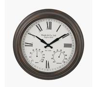 Pacific Lifestyle 42cm Glass Wall Clock for Living Room | Large Round Wall Clock with Dome | Analogue Battery Operated Wall Mounted Clock (Antique Bronze)