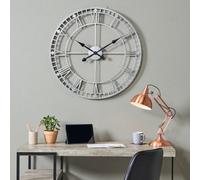 Pacific Lifestyle Antique Silver Metal Round Wall Clock Large