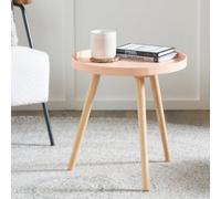 Pacific Lifestyle Apricot Round Side Table With Tray Top And Natural Pine Tripod Legs 41Cm, Halston