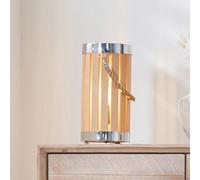 Pacific Lifestyle Austell E14 Natural Beech Wood Slatted Lantern Table Lamp (H)32Cm