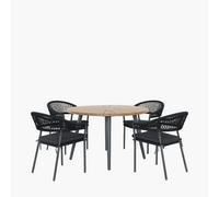 Pacific Lifestyle Bazel Acacia Wood And Black Rope Outdoor Dining Set For 4