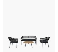 Pacific Lifestyle Bazel Acacia Wood And Black Rope Outdoor Seating Set For 4