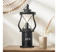 Pacific Lifestyle Black Antique Lantern | Miners Oil Lamp Victorian Lamp Shabby Chic Nautical Wooden Washed Table Lamp (Black)