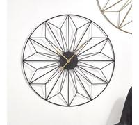 Pacific Lifestyle Black Metal Geo Design Round Wall Clock