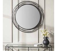 Pacific Lifestyle Black Metal Swirl Round Wall Mirror