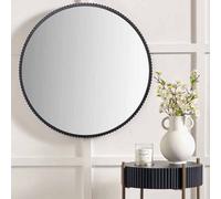 Pacific Lifestyle Black Metal Textured Edged Round Wall Mirror