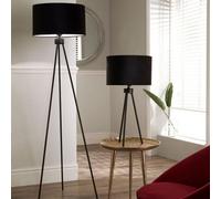 Ruma Minimalist Metal Tripod Floor Lamp For Living Room Black Shade Ruma Black