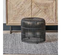 Pacific Lifestyle Black Rattan Core Round Woven Drum Stool Side Table (H)44Cm