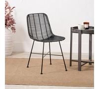 Pacific Lifestyle Black Rattan Core Woven Dining Chair Metal Legs (H)80Cm