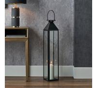 Pacific Lifestyle Black Stainless Steel And Glass Large Tall Lantern
