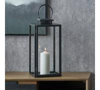 Pacific Lifestyle Black Stainless Steel And Glass Medium Rectangular Lantern