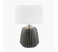 Pacific Lifestyle Black Textured Ceramic And Brushed Silver Table Lamp