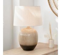 Pacific Lifestyle Ribbed Ceramic Table Lamp for Living Room | Contemporary Coastal Bedside Table Bedroom Lamp Base and Shade | Ombre Textured Round Table-Lamps (Black)